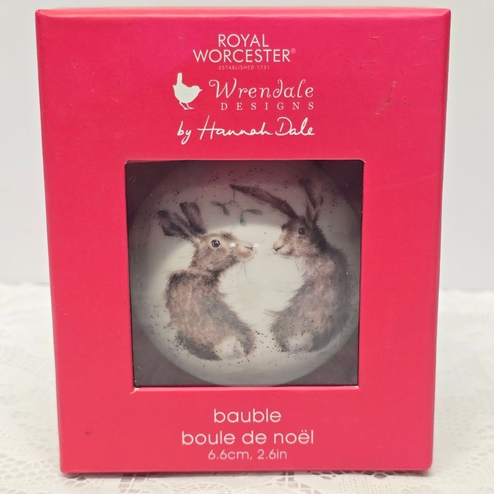 Royal Worcester Wrendale Designs Rabbit Bunny Ball Ornament NEW Christmas Easter